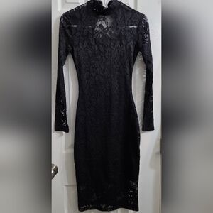 Gothic Black Lace Long Sleeve Dress